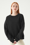 Kadın Sweatshirt-Bisiklet Yaka Sweat 1029 Siyah -rulem