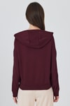 Kadın Sweatshirt-Bordo Fermuarlı Kapüşonlu Şerit Detaylı Sweatshirt 3045-rulem
