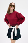 Kadın Sweatshirt-Bordo Kadın Crop Bisiklet Yaka Sweatshirt 9210M-rulem