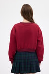 Kadın Sweatshirt-Bordo Kadın Crop Bisiklet Yaka Sweatshirt 9210M-rulem