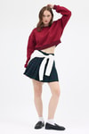 Kadın Sweatshirt-Bordo Kadın Crop Bisiklet Yaka Sweatshirt 9210M-rulem