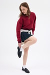 Kadın Sweatshirt-Bordo Kadın Crop Bisiklet Yaka Sweatshirt 9210M-rulem