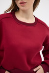 Kadın Sweatshirt-Bordo Kadın Crop Bisiklet Yaka Sweatshirt 9210M-rulem