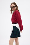 Kadın Sweatshirt-Bordo Kadın Crop Bisiklet Yaka Sweatshirt 9210M-rulem