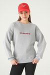 Kadın Sweatshirt-Cherry On Top Baskılı Sweat 1041 Gri -rulem
