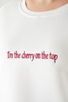 Kadın Sweatshirt-Cherry On Top Baskılı Sweat 1041 Krem -rulem