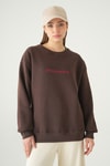 Kadın Sweatshirt-Cherry On Top Baskılı Sweat 1041 Kahve -rulem