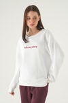 Kadın Sweatshirt-Cherry On Top Baskılı Sweat 1041 Krem -rulem