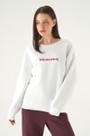 Kadın Sweatshirt-Cherry On Top Baskılı Sweat 1041 Krem -rulem