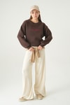 Kadın Sweatshirt-Cherry On Top Baskılı Sweat 1041 Kahve -rulem