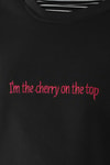 Kadın Sweatshirt-Cherry On Top Baskılı Sweat 1041 Siyah -rulem