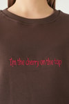 Kadın Sweatshirt-Cherry On Top Baskılı Sweat 1041 Kahve -rulem