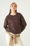 Kadın Sweatshirt-Cherry On Top Baskılı Sweat 1041 Kahve -rulem