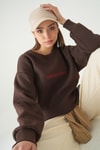 Kadın Sweatshirt-Cherry On Top Baskılı Sweat 1041 Kahve -rulem