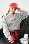Kadın Sweatshirt-Cherry On Top Baskılı Sweat 1041 Gri -rulem