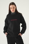 Kadın Sweatshirt-Cherry On Top Baskılı Sweat 1041 Siyah -rulem
