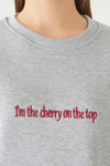 Kadın Sweatshirt-Cherry On Top Baskılı Sweat 1041 Gri -rulem