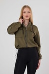 Kadın Sweatshirt-Dalgıç Detay Cepli Sweat 9159M Haki -rulem