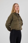 Kadın Sweatshirt-Dalgıç Detay Cepli Sweat 9159M Haki -rulem