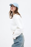 Kadın Sweatshirt-Ekru Kadın Crop Bisiklet Yaka Sweatshirt 9210M-rulem