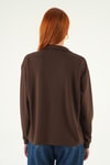Kadın Sweatshirt-Gömlek Yaka Sweat 8275A Kahve -rulem