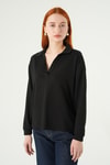 Kadın Sweatshirt-Gömlek Yaka Sweat 8275A Siyah -rulem
