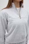 Kadın Sweatshirt-Gri Dik Yaka Önü Fermuar Detaylı Kadın Sweatshirt 3110A-rulem