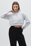 Kadın Sweatshirt-Gri Kapüşonlu Fermuarlı Cepli Pamuklu Kadın Sweatshirt 3115A-rulem