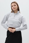 Kadın Sweatshirt-Gri Kapüşonlu Fermuarlı Cepli Pamuklu Kadın Sweatshirt 3115A-rulem