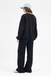 Kadın Sweatshirt-Kadın Pamuklu İçi Polarlı Oversize Yuvarlak Yakalı Siyah Sweatshirt 9152M-rulem