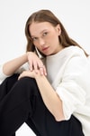 Kadın Sweatshirt-Kadın Pamuklu İçi Polarlı Oversize Yuvarlak Yakalı Ekru Sweatshirt 9152M-rulem