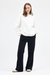 Kadın Sweatshirt-Kadın Pamuklu İçi Polarlı Oversize Yuvarlak Yakalı Ekru Sweatshirt 9152M-rulem