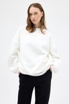 Kadın Sweatshirt-Kadın Pamuklu İçi Polarlı Oversize Yuvarlak Yakalı Ekru Sweatshirt 9152M-rulem