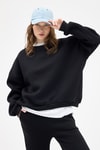 Kadın Sweatshirt-Kadın Pamuklu İçi Polarlı Oversize Yuvarlak Yakalı Siyah Sweatshirt 9152M-rulem
