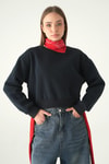 Kadın Sweatshirt-Kadın Pamuklu İçi Polarlı Oversize Yuvarlak Yakalı Laci Sweatshirt 9152M-rulem