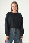 Kadın Sweatshirt-Kadın Pamuklu İçi Polarlı Oversize Yuvarlak Yakalı Laci Sweatshirt 9152M-rulem