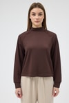 Kadın Sweatshirt-Kahverengi Dik Yaka Reglan Kol Kadın Sweat 8252A-rulem