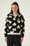Kadın Sweatshirt-Kalpli Fermuarlı Sweat 3121A Siyah -rulem