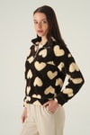 Kadın Sweatshirt-Kalpli Fermuarlı Sweat 3121A Kahve -rulem
