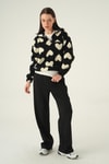 Kadın Sweatshirt-Kalpli Fermuarlı Sweat 3121A Siyah -rulem