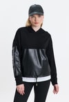 Kadın Sweatshirt-Kapüşonlu Deri Detay Oysho Sweat 3012 Siyah -rulem