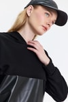 Kadın Sweatshirt-Kapüşonlu Deri Detay Oysho Sweat 3012 Siyah -rulem