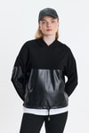 Kadın Sweatshirt-Kapüşonlu Deri Detay Oysho Sweat 3012 Siyah -rulem