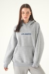 Kadın Sweatshirt-Los Angeles Baskılı Sweat 1042 Gri -rulem