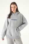Kadın Sweatshirt-Los Angeles Baskılı Sweat 1042 Gri -rulem