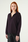 Kadın Sweatshirt-Mürdüm Gömlek Yaka Sweat 8275A-rulem