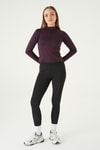 Kadın Sweatshirt-Mürdüm Ön Fermuarlı Uzun Kol Sweat 8334A-rulem