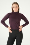 Kadın Sweatshirt-Mürdüm Ön Fermuarlı Uzun Kol Sweat 8334A-rulem