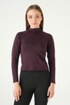 Kadın Sweatshirt-Mürdüm Ön Fermuarlı Uzun Kol Sweat 8334A-rulem