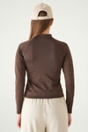 Kadın Sweatshirt-Ön Fermuarlı Uzun Kol Sweat 8334A Kahve -rulem